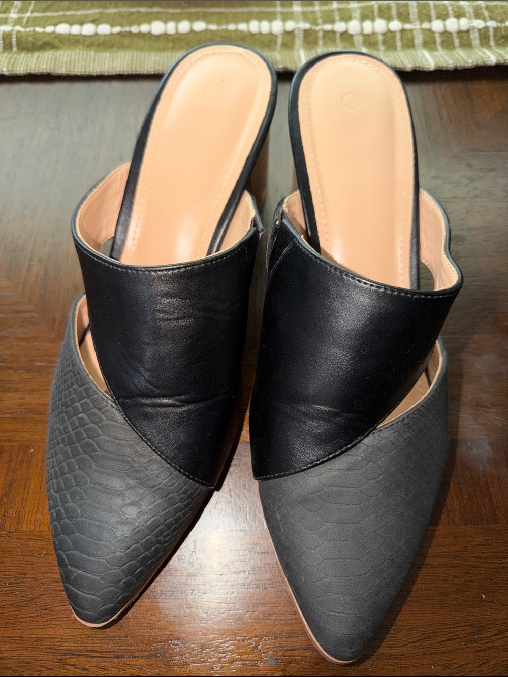 Target Black Two-Tone Pointed Mule Slides